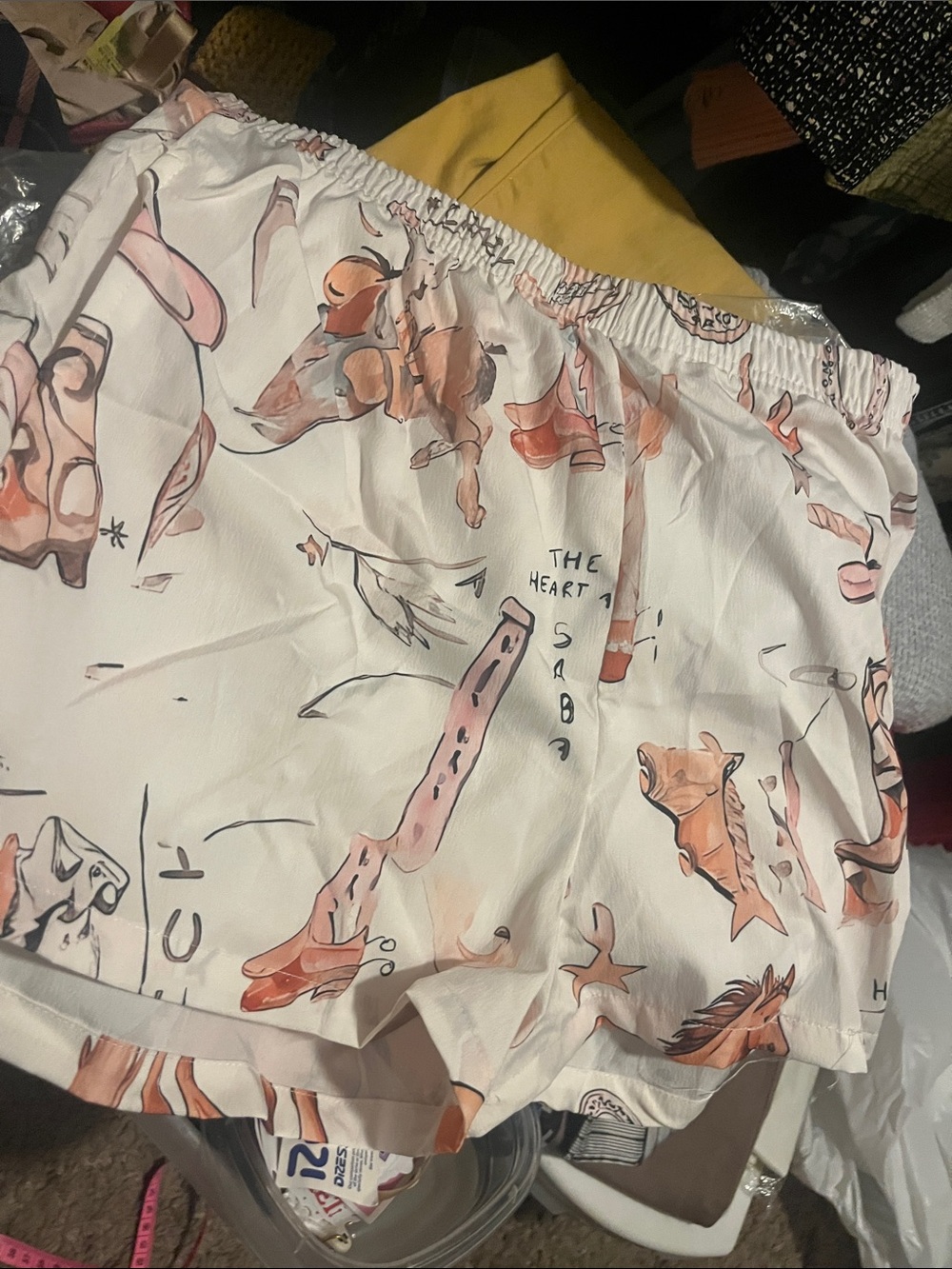 Womens Printed Short Pajama Set - White with Pink Accents - Picture 3 of 5